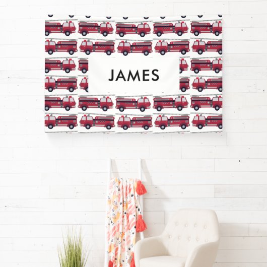 名前を追加する赤い消防車パーソナライズされた 横断幕 (インサイチュ)