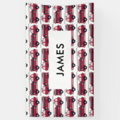 名前を追加する赤い消防車パーソナライズされた 横断幕 (縦)