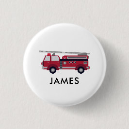 名前を追加する赤い消防車パーソナライズされた 缶バッジ