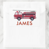 名前を追加する赤い消防車パーソナライズされた 長方形シール (バッグ)