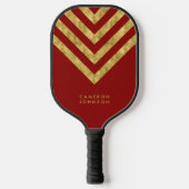 名前を追加する赤とフェイク金ゴールド山形 ピックルボールラケット (正面)