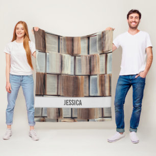 名前を追加する開いているブックのパターン フリースブランケット