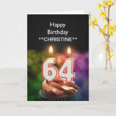 名前を追加する， 64th誕生日カード カード (黄色い花)