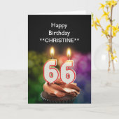名前を追加する， 66th誕生日カード カード (黄色い花)