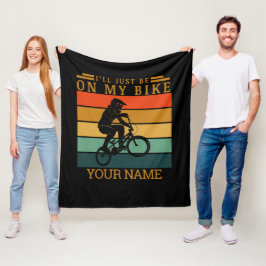 名前を追加するBMXバイクの夕日に入る フリースブランケット