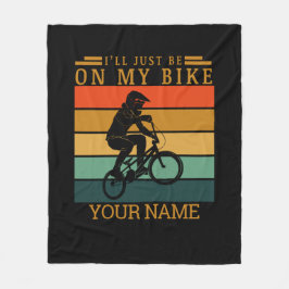 名前を追加するBMXバイクの夕日に入る フリースブランケット