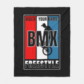 名前を追加するBMXフリースタイルライダーフード付きスウェットシャツDrawstri フリースブランケット (正面)