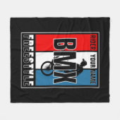 名前を追加するBMXフリースタイルライダーフード付きスウェットシャツDrawstri フリースブランケット (正面(横))