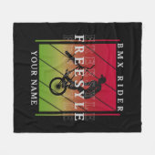名前を追加するBMXフリースタイルライダー – Red Green on フリースブランケット (正面(横))