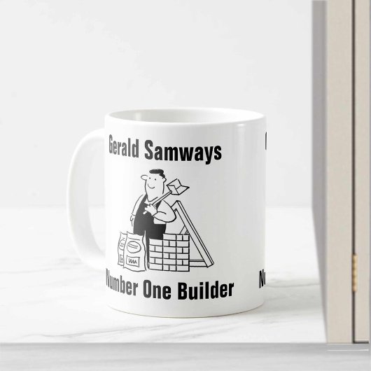 名前を追加するBuilders Cartoon Mag コーヒーマグカップ