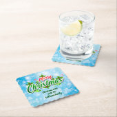 名前を追加するMerry Christmas Blue ペーパーコースター (インサイチュ)