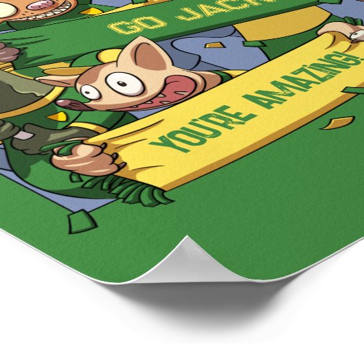 名前を追加やる気を起こさせるAnimal Fans漫画 ポスター (角)