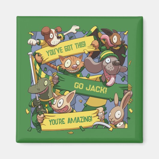 名前を追加やる気を起こさせるAnimal Fans漫画 マグネット (正面)