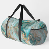 名前を追加アクアブルー金ゴールドマーブル ダッフルバッグ (右コーナー)