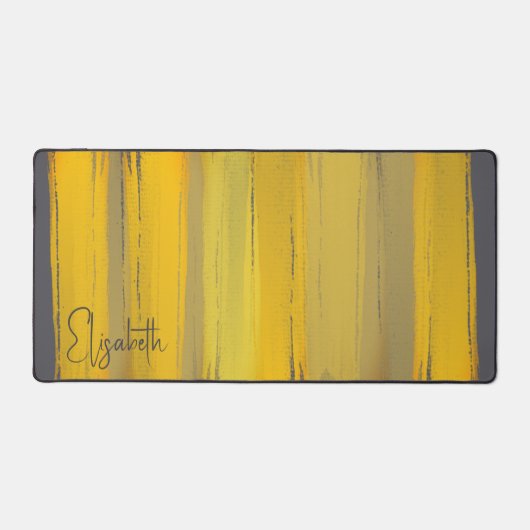 名前を追加エレガントモダンArt Chic Gray Yellow デスクマット (正面)