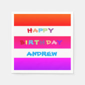 名前を追加カクテルハッピーバースデー紙ナプキンス スタンダードカクテルナプキン (正面)