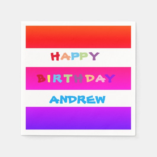 名前を追加カクテルハッピーバースデー紙ナプキンス スタンダードカクテルナプキン (正面)