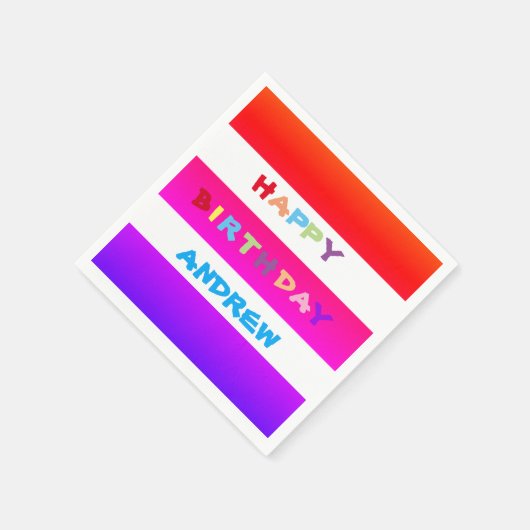 名前を追加カクテルハッピーバースデー紙ナプキンス スタンダードカクテルナプキン (角)