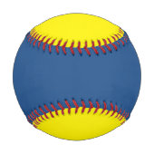名前を追加カスタムする野球青と黄色 野球ボール (裏面)
