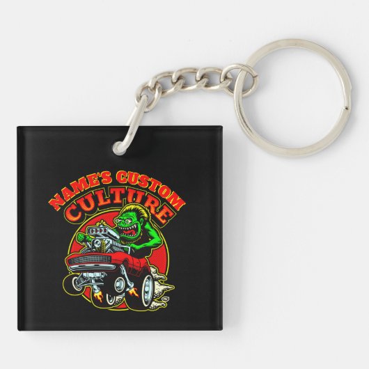 名前を追加カスタムCULTURE改造クラシックMuscle Car キーホルダー (裏面)
