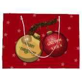 名前を追加クリスマスツリー装飾の漫画 ラージペーパーバッグ (裏面)