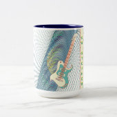 名前を追加クール白モダンとティール（緑がかった色）エレキギター ツートーンマグカップ (中央)