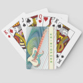 名前を追加クール白モダンとティール(緑がかった色)エレキギター トランプ (裏面)