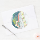 名前を追加クール白モダンとティール(緑がかった色)エレキギター ラウンドシール (封筒)