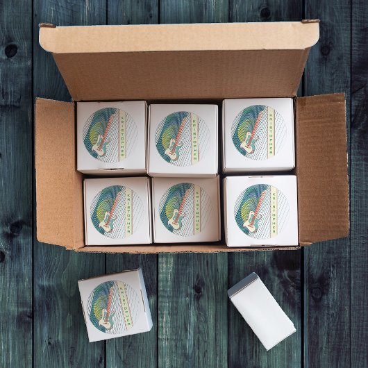 名前を追加クール白モダンとティール(緑がかった色)エレキギター ラウンドシール