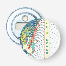 名前を追加クール白モダンとティール（緑がかった色）エレキギター 栓抜き