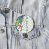 名前を追加クール白モダンとティール（緑がかった色）エレキギター 缶バッジ (インサイチュ)