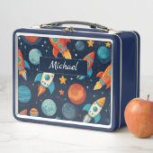 名前を追加クールRocket宇宙とPlanets Kid メタルランチボックス (インサイチュ)