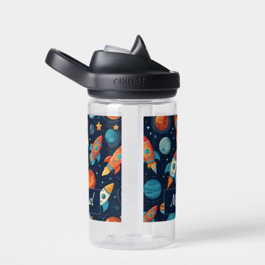 名前を追加クールRocket Ship宇宙と惑星 ウォーターボトル (右面)