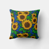 名前を追加ゴールデンヒマワリ葉ー&ダークブルー クッション (裏面)