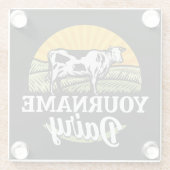 名前を追加サンセットデイリーファーム放牧ホルシュタイン牛 ガラスコースター (裏面)