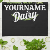 名前を追加サンセットデイリーファーム放牧ホルシュタイン牛 キッチンタオル (折り畳み)