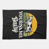 名前を追加サンセットデイリーファーム放牧ホルシュタイン牛 キッチンタオル (横)