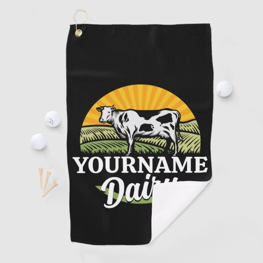 名前を追加サンセットデイリーファーム放牧ホルシュタイン牛 ゴルフタオル (インサイチュ)