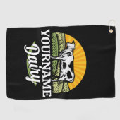 名前を追加サンセットデイリーファーム放牧ホルシュタイン牛 ゴルフタオル (横)