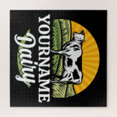 名前を追加サンセットデイリーファーム放牧ホルシュタイン牛 ジグソーパズル (横)