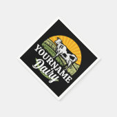 名前を追加サンセットデイリーファーム放牧ホルシュタイン牛 スタンダードカクテルナプキン (角)