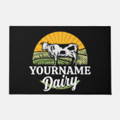 名前を追加サンセットデイリーファーム放牧ホルシュタイン牛 ドアマット (正面)