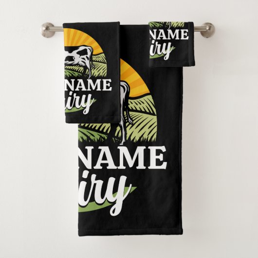 名前を追加サンセットデイリーファーム放牧ホルシュタイン牛 バスタオルセット (インサイチュ)