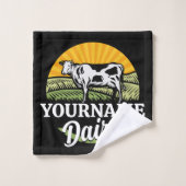 名前を追加サンセットデイリーファーム放牧ホルシュタイン牛 バスタオルセット (ウォッシュタオル)