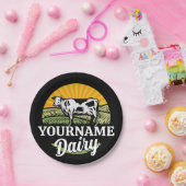 名前を追加サンセットデイリーファーム放牧ホルシュタイン牛 ペーパープレート (パーティー)