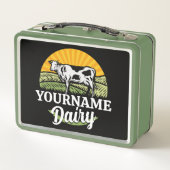 名前を追加サンセットデイリーファーム放牧ホルシュタイン牛 メタルランチボックス (裏面)