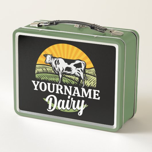 名前を追加サンセットデイリーファーム放牧ホルシュタイン牛 メタルランチボックス (裏面)