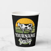 名前を追加サンセットデイリーファーム放牧ホルシュタイン牛 紙コップ (正面)