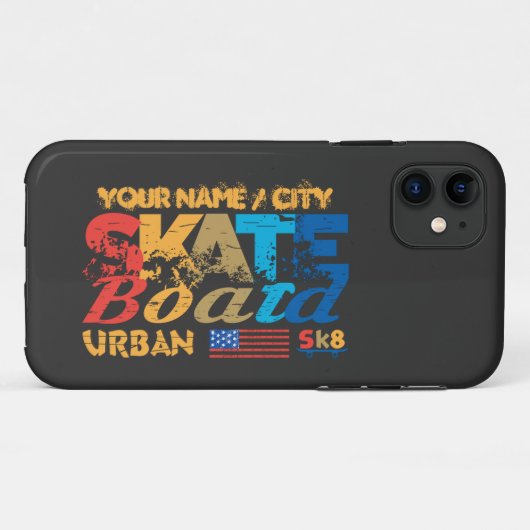 名前を追加シティ文字スケートボードアーバンSK8 動揺して Case-Mate iPhoneケース (裏面(横))