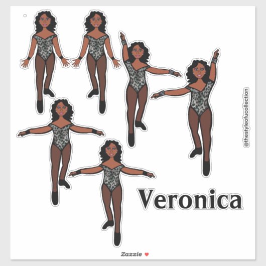 名前を追加ダンサーのステッカー黒動物A シール (シート)